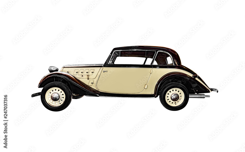 Retro car isolated on a white background.