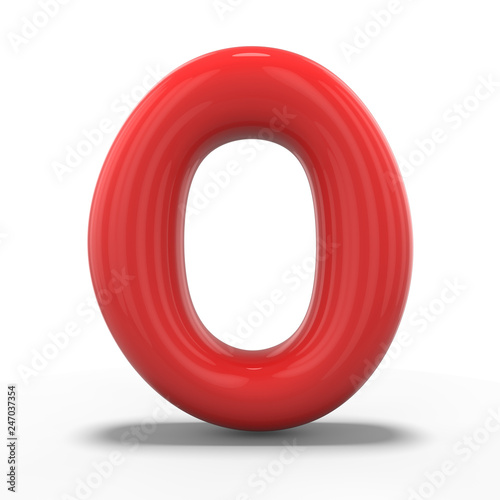 Digit zero made of inflatable balloon isolated on white background. 3D