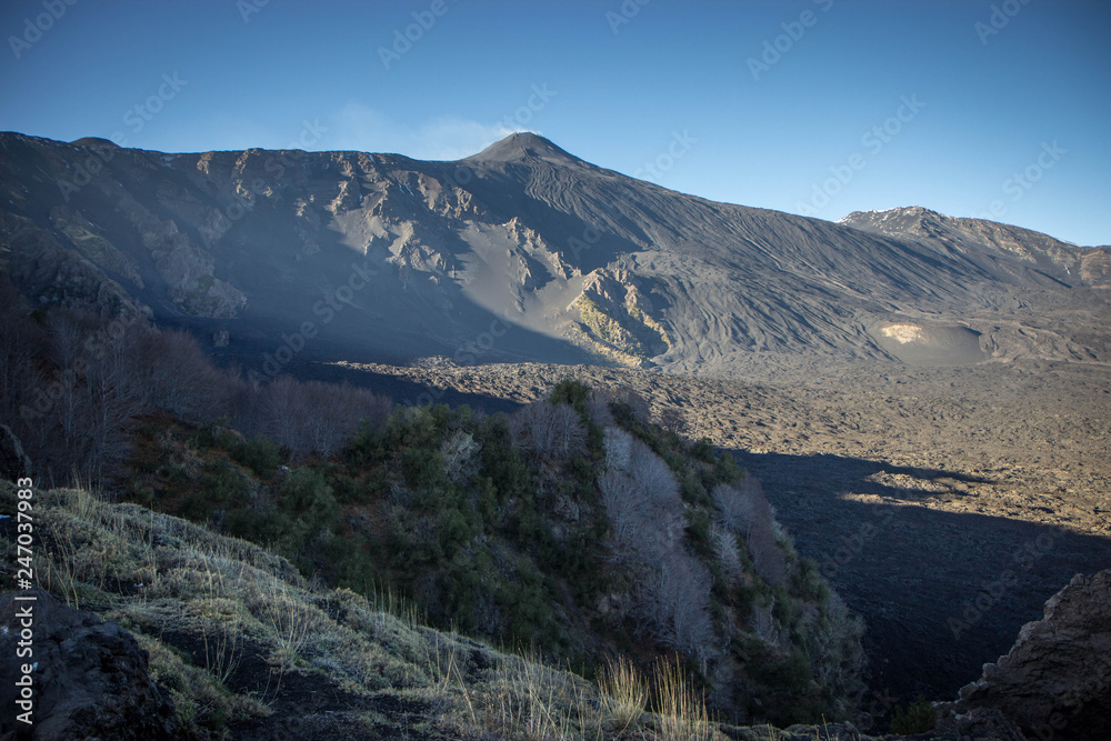 Beautiful view of Volcano Etna, Sicily travel tour