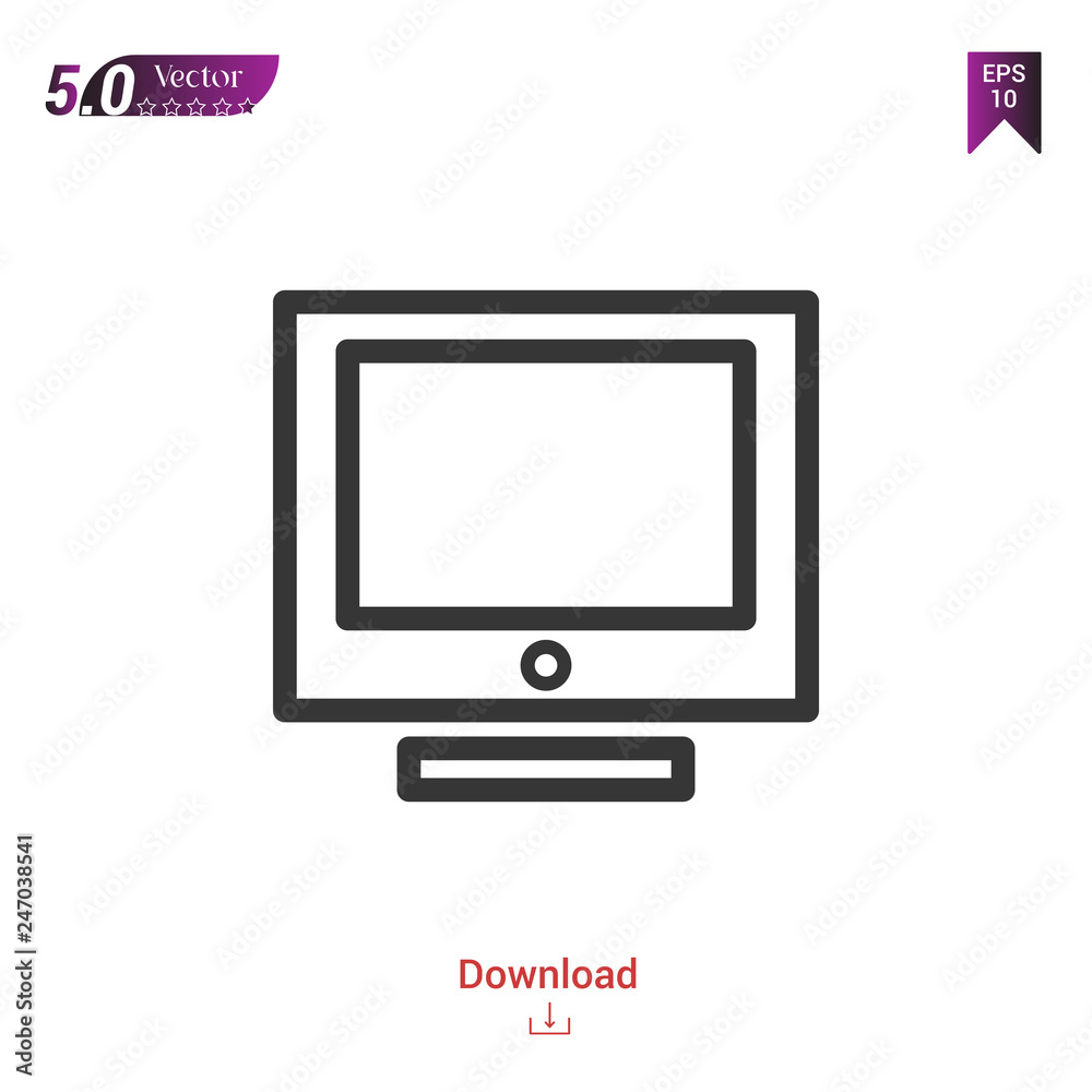 Outline Computer icon isolated on white background. Line pictogram. Graphic design, mobile application, logo, user interface. Editable stroke. EPS10 format vector illustration Outline Computer icon isolated on white background. Line pictogram. Graphic design, mobile application, logo, user interface. Editable stroke. EPS10 format vector illustration