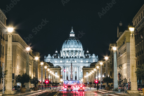 Nightscape in Rome, eternal city, important monuments