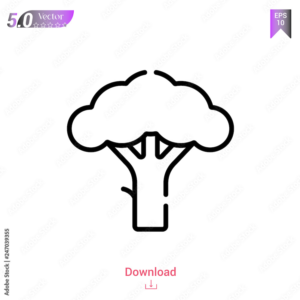 Outline broccoli icon isolated on white background. Line pictogram. Graphic design, mobile application, logo, user interface. Editable stroke. EPS10 format vector illustration Outline broccoli icon isolated on white background. Line pictogram. Graphic design, mobile application, logo, user interface. Editable stroke. EPS10 format vector illustration