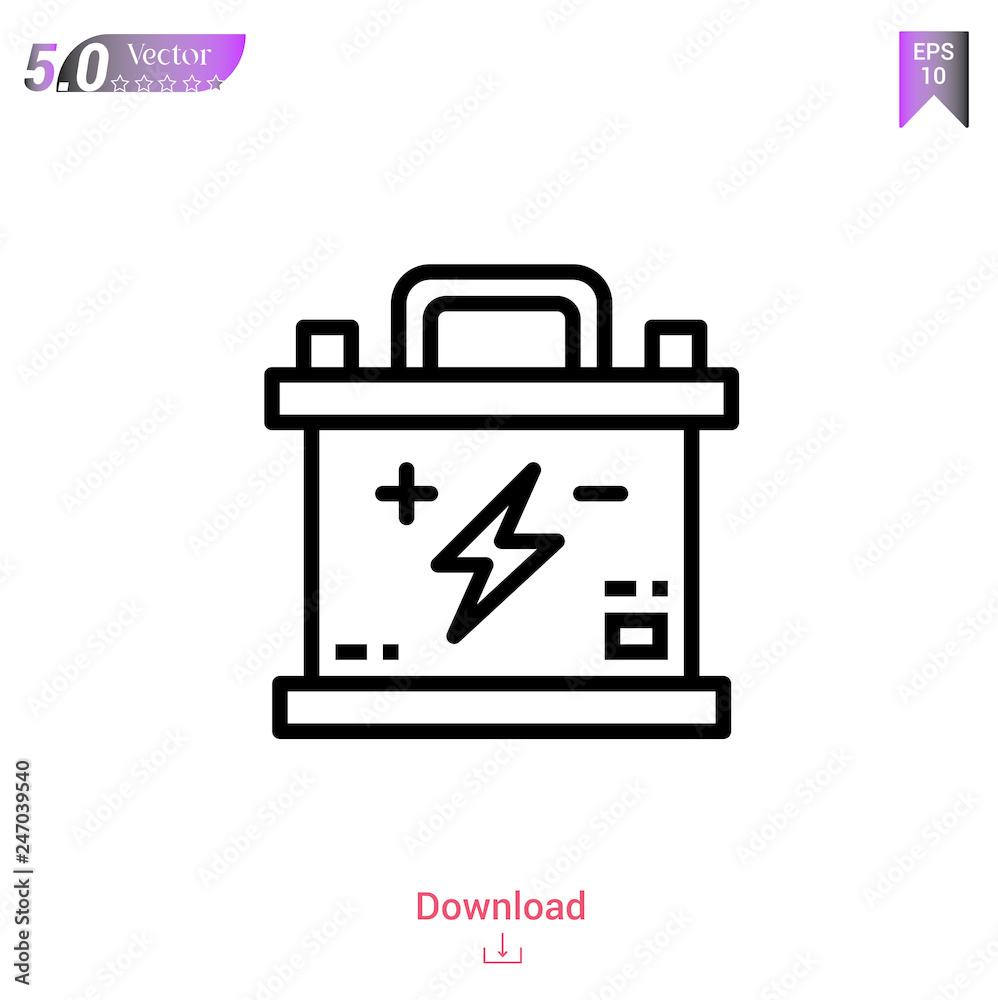 Outline battery icon isolated on white background. Line pictogram. Graphic design, mobile application, logo, user interface. Editable stroke. EPS10 format vector illustration Outline battery icon isolated on white background. Line pictogram. Graphic design, mobile application, logo, user interface. Editable stroke. EPS10 format vector illustration