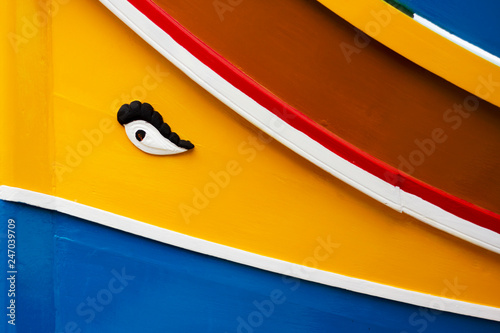 Closeup of a Maltese luzzu eye at Marsaxlokk photo