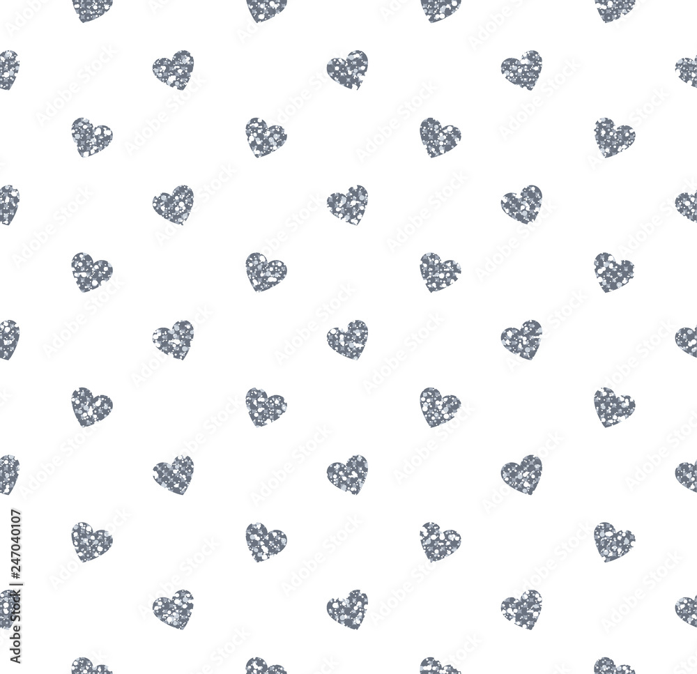 Silver Glitter Heart Pattern. Vector Shape. Silver Glitter Heart Pattern. Vector Shape.