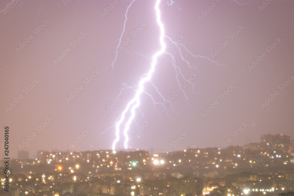 Lightning storm in a summerday, thunder and rain Lightning storm in a summerday, thunder and rain