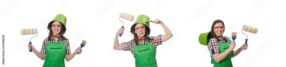 Woman painter isolated on the white Woman painter isolated on the white