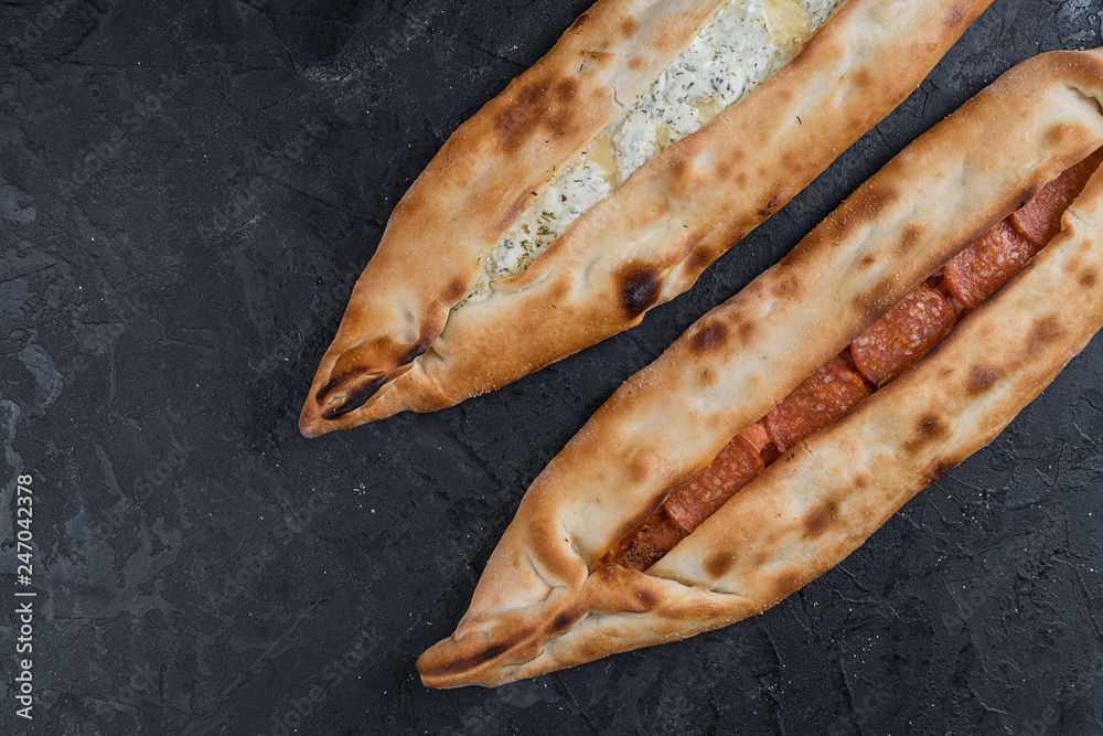 Turkish pizza is called peed, topped with baked cheese