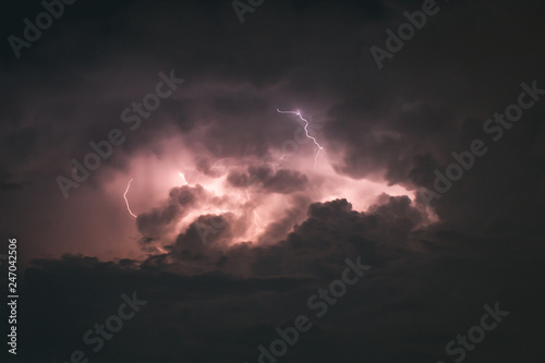 Incredible lightning storm, summer day
