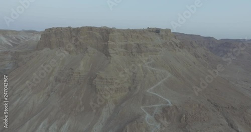 Metsada in Israel, air footage 4k, flat / log