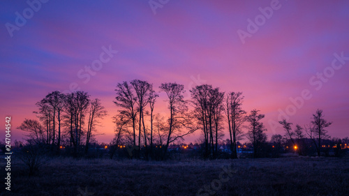 Dawn in the valley Jeziorka river near Piaseczno, Masovia, Poland