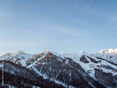 View of the snow mountains Rosa Khutor