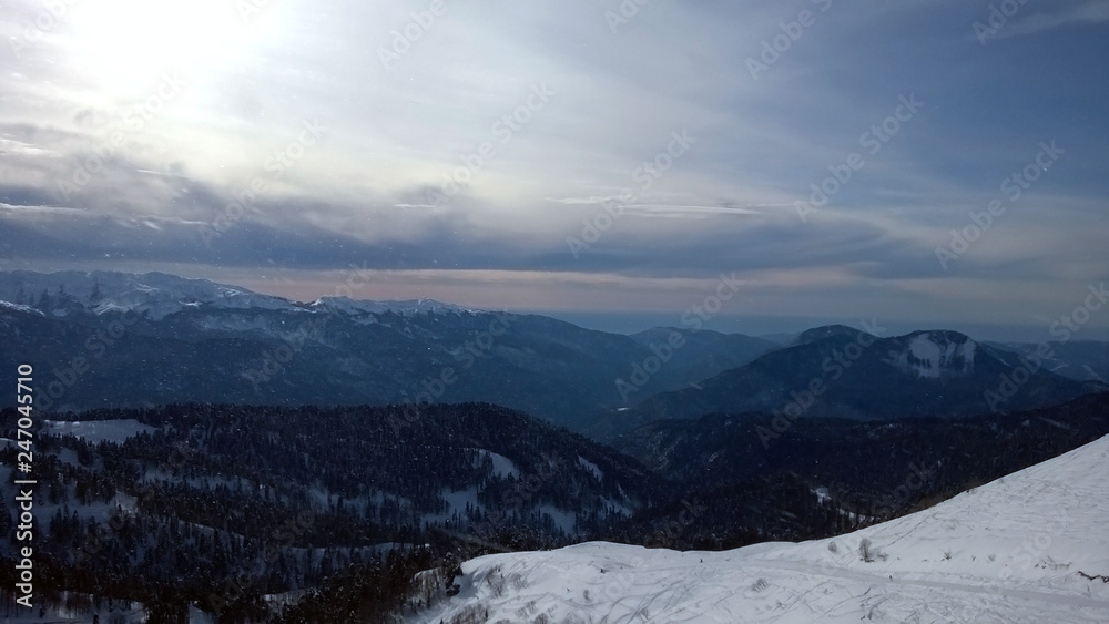 Obraz premium Beautiful view of the mountains on the Rosa Khutor
