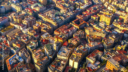 Aerial view of the hill and residential district of Chiaia in Naples, Italy. Many are the buildings built in the narrow streets of the city. photo