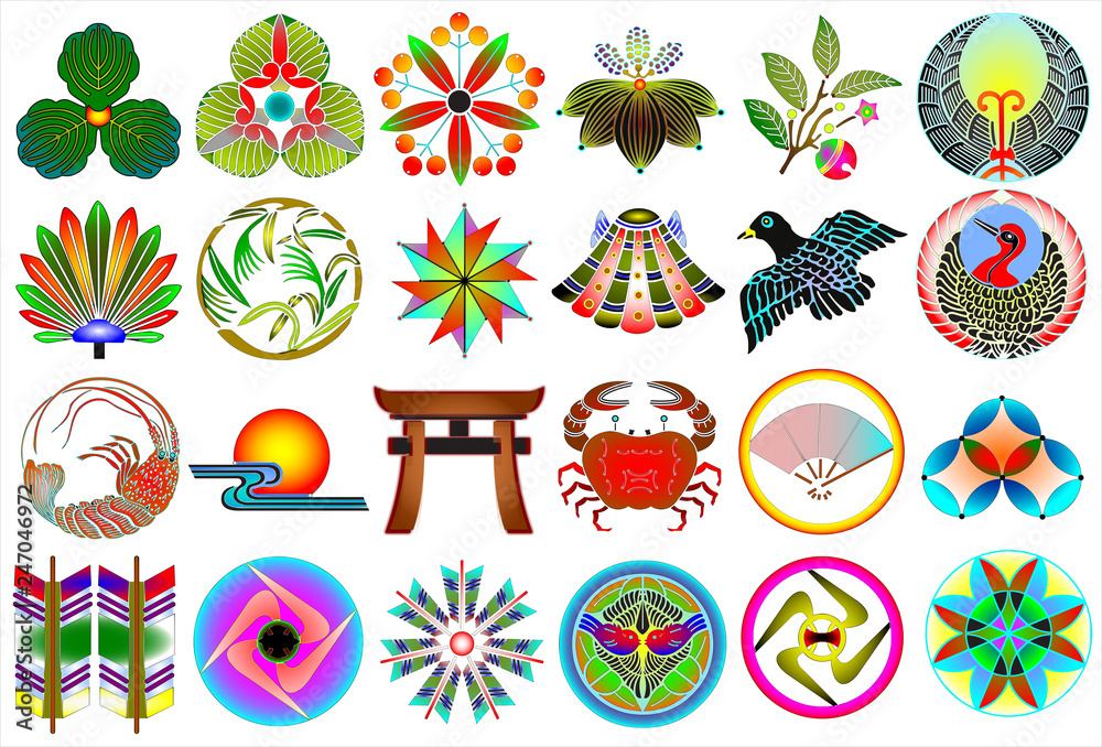 Traditional japanese family crests icon mon