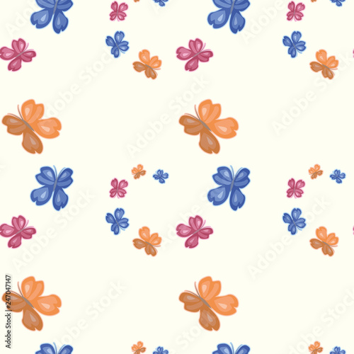 Kawai butterflies - pattern. Seamless pattern of cute butterflies for wrapping paper