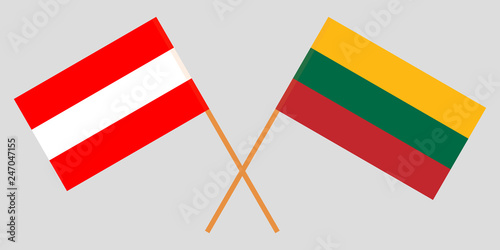 Lithuania and Austria. The Lithuanian and Austrian flags. Official colors. Correct proportion. Vector