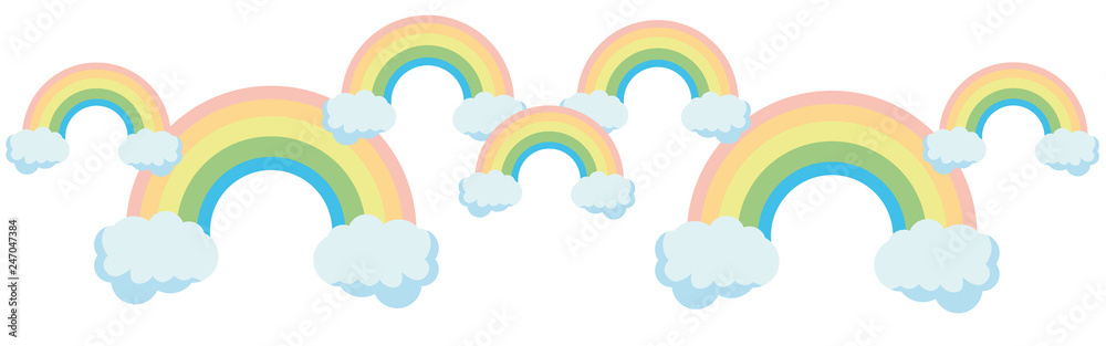 Fairy rainbow. Rainbow escaping from two clouds Fairy rainbow. Rainbow escaping from two clouds