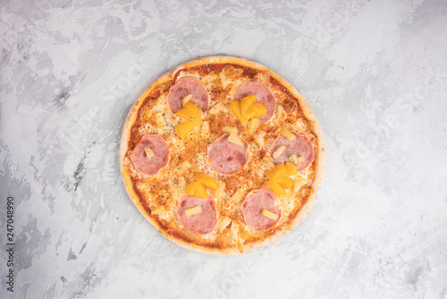 Italian pizza isolated on white background