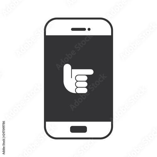 Hand Zeigefinger auf Smartphone Display