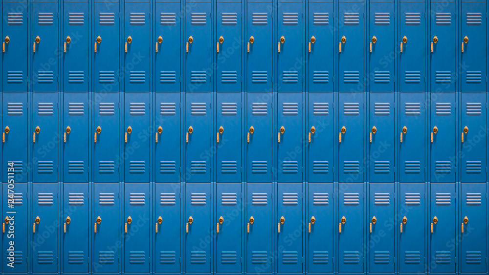 Widescreen Row of Blue High School Lockers for Video Widescreen Row of Blue High School Lockers for Video
