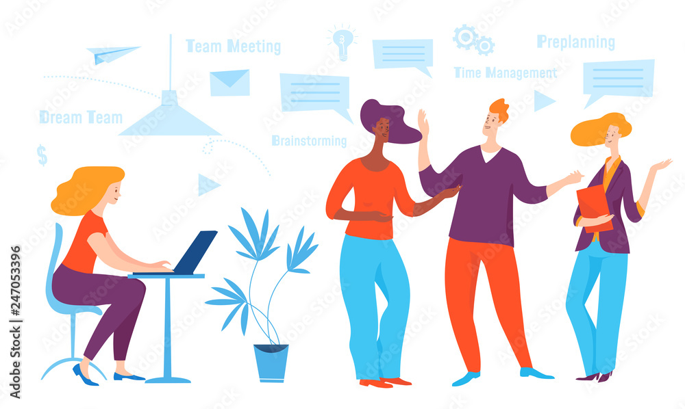 Vector business concept illustration with people and managing process