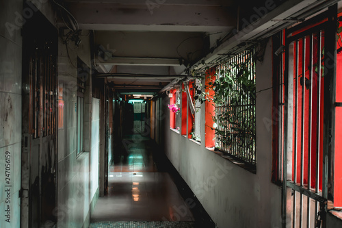 Hallway in a traditional Hong Kong mansion in Kowloon
