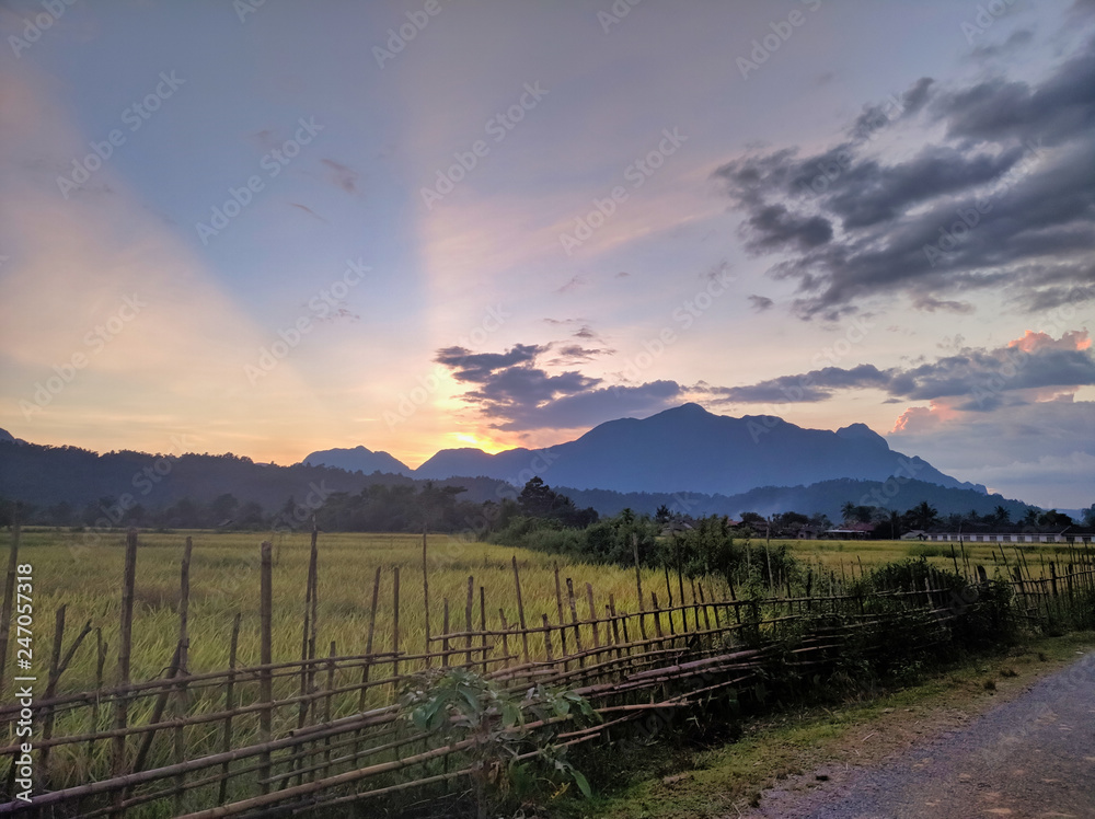 sunset in the mountains, Vang Vieng, Laos