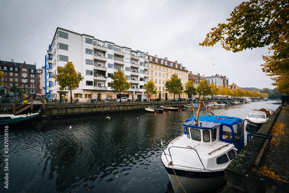 Boat in a canal in Copenhagen, Denmark