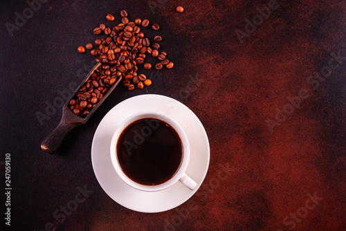 The invigorating morning coffee with sweets. It can be used as a background