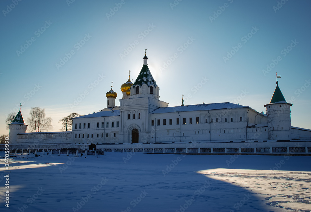 Ipativsky monastery - beautiful old architecture of russian orthodoxy church. Russia, town Kostroma