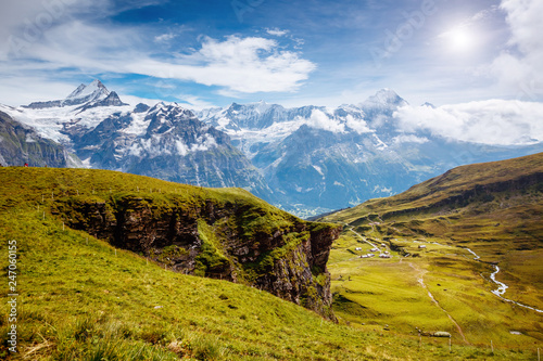 Great view of alpine hill. Location place Swiss alps, Grindelwald valley. © Leonid Tit