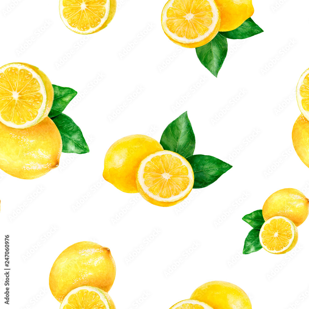 Watercolor hand drawn lemon fruit seamless pattern. Watercolor hand drawn lemon fruit seamless pattern.