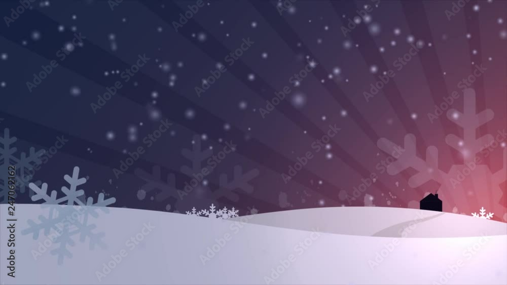 Animated falling snow at sunset background Animated falling snow at sunset background