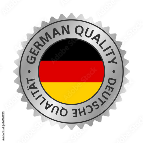 German quality badge, label, sticker silver gradient. Vector EPS 10