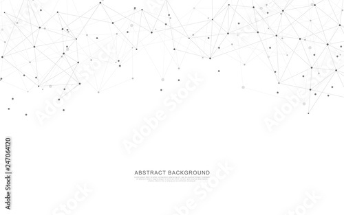 Geometric abstract background with connected dots and lines. Global network concept and communication technology.