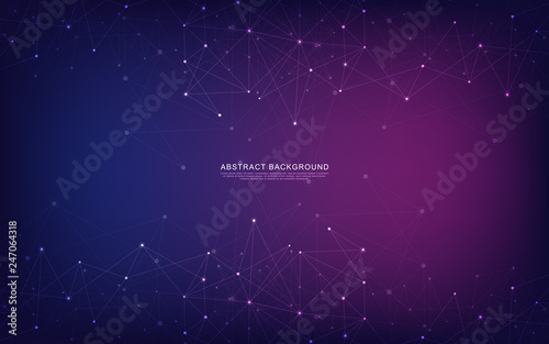 Global network connection. Geometric abstract background with connected dots and lines. Digital technology and communication concept.