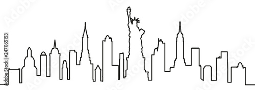 Fotografia, Obraz New York city silhouette one line - vector