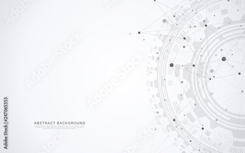 Geometric abstract background with connected dots and lines. Global network concept and communication technology.