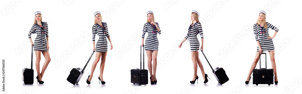 Woman sailor isolated on the white background Woman sailor isolated on the white background