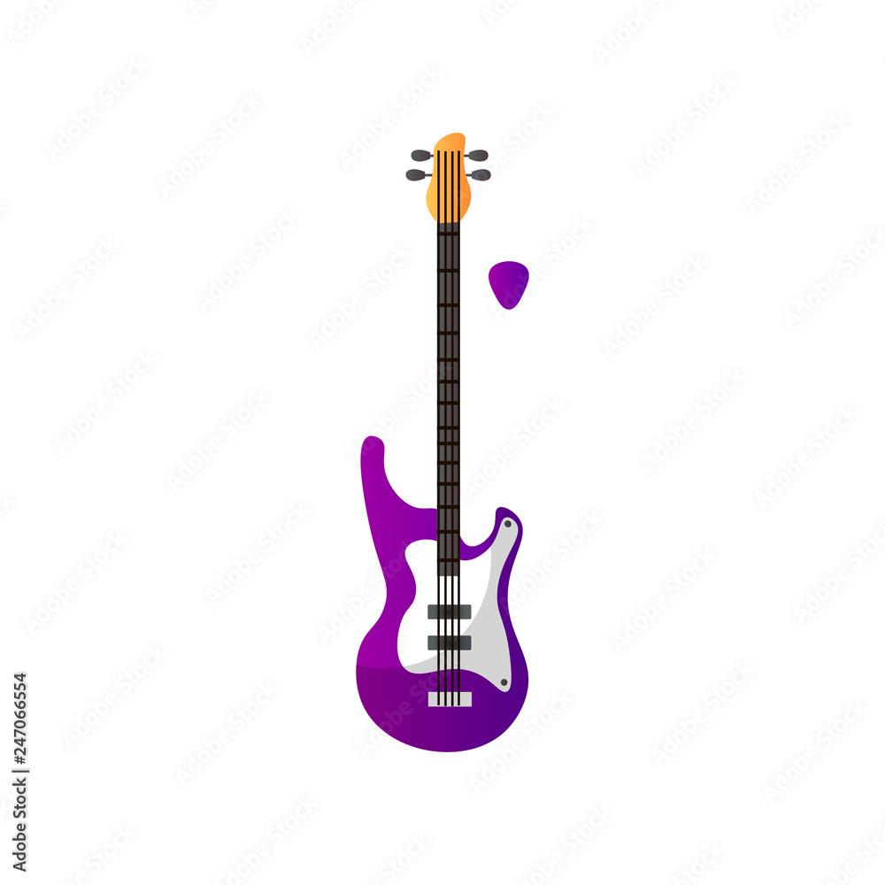 Electric Guitar Musical Instrument Vector Illustration. White Background.