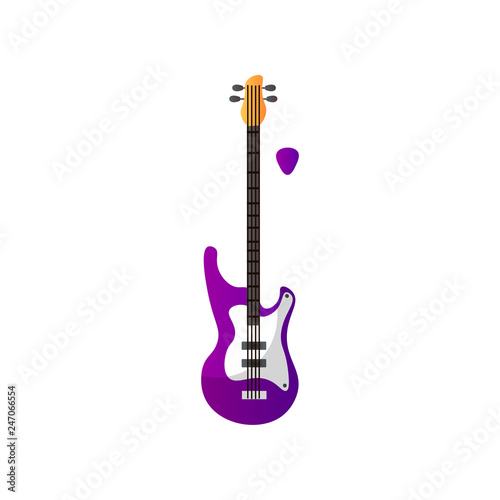 Electric Guitar Musical Instrument Vector Illustration. White Background.