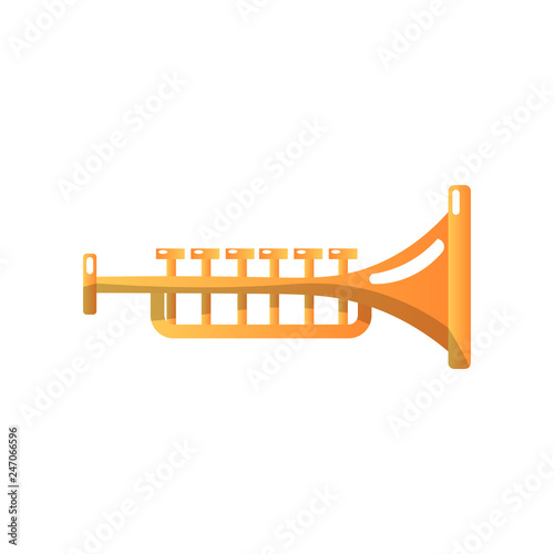 Brass Trumpet Musical Instrument Vector Illustration. White Background.