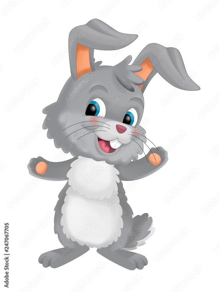 Fototapeta premium cartoon happy easter rabbit on white background - illustration for children