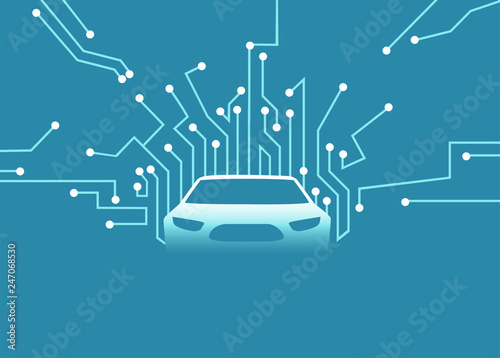 Vector of a futuristic autonomous car.