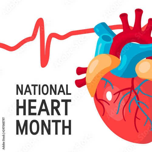 National heart month concept in flat style