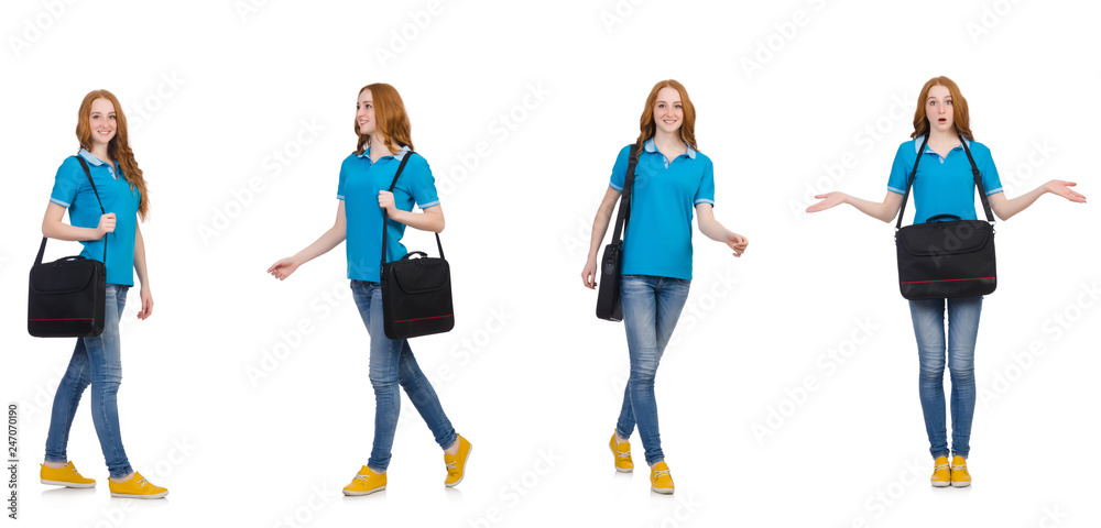 Obraz premium Young female student isolated on white