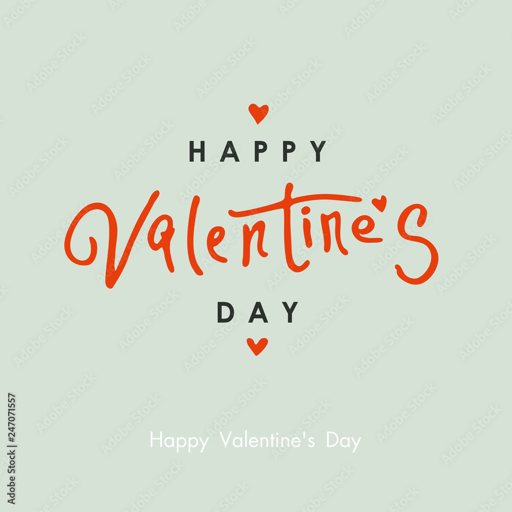 Fototapeta premium Happy Valentines Day. Valentines Day greeting card with red hearts. Vector illustration 