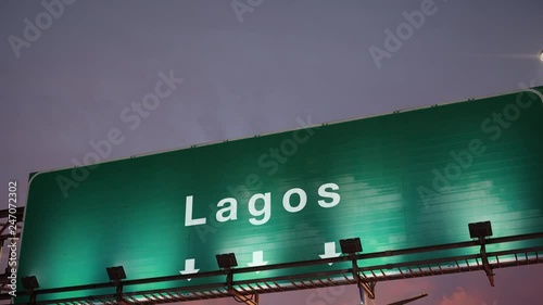 Airplane Landing Lagos during a wonderful sunrise photo