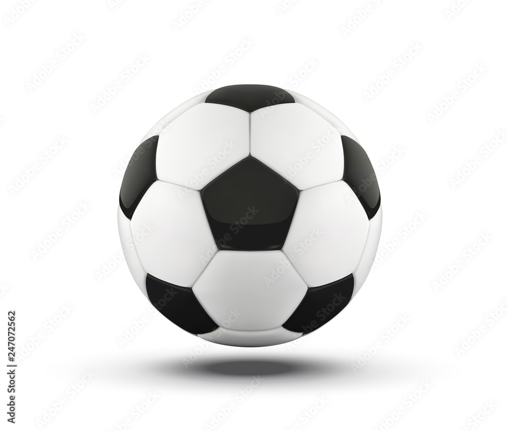 football bal. Realistic soccer ball on white background. 3d Style vector sport ball isolated on white background.